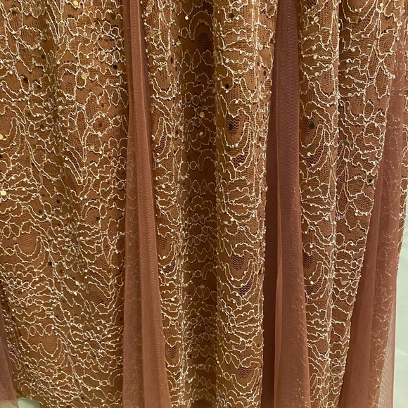 NWOT Plus Size Dark Salmon Lace Long Evening Wear Dress - Picture 9 of 11